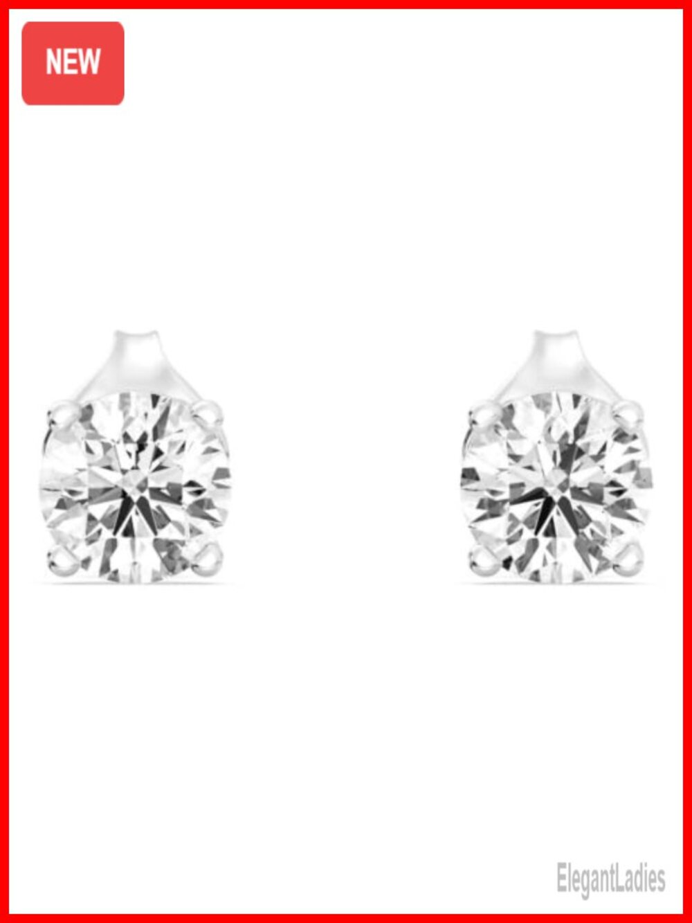 Lab Grown Diamond Stud Earrings 925 Sterling Silver Push Back
